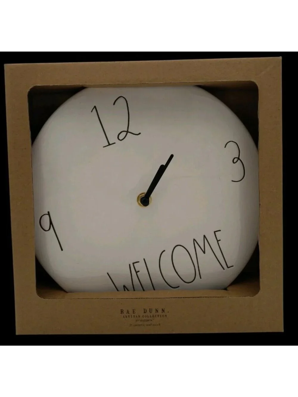 Rae Dunn Artisan Collection 9” Ceramic WELCOME Wall Clock New in Box